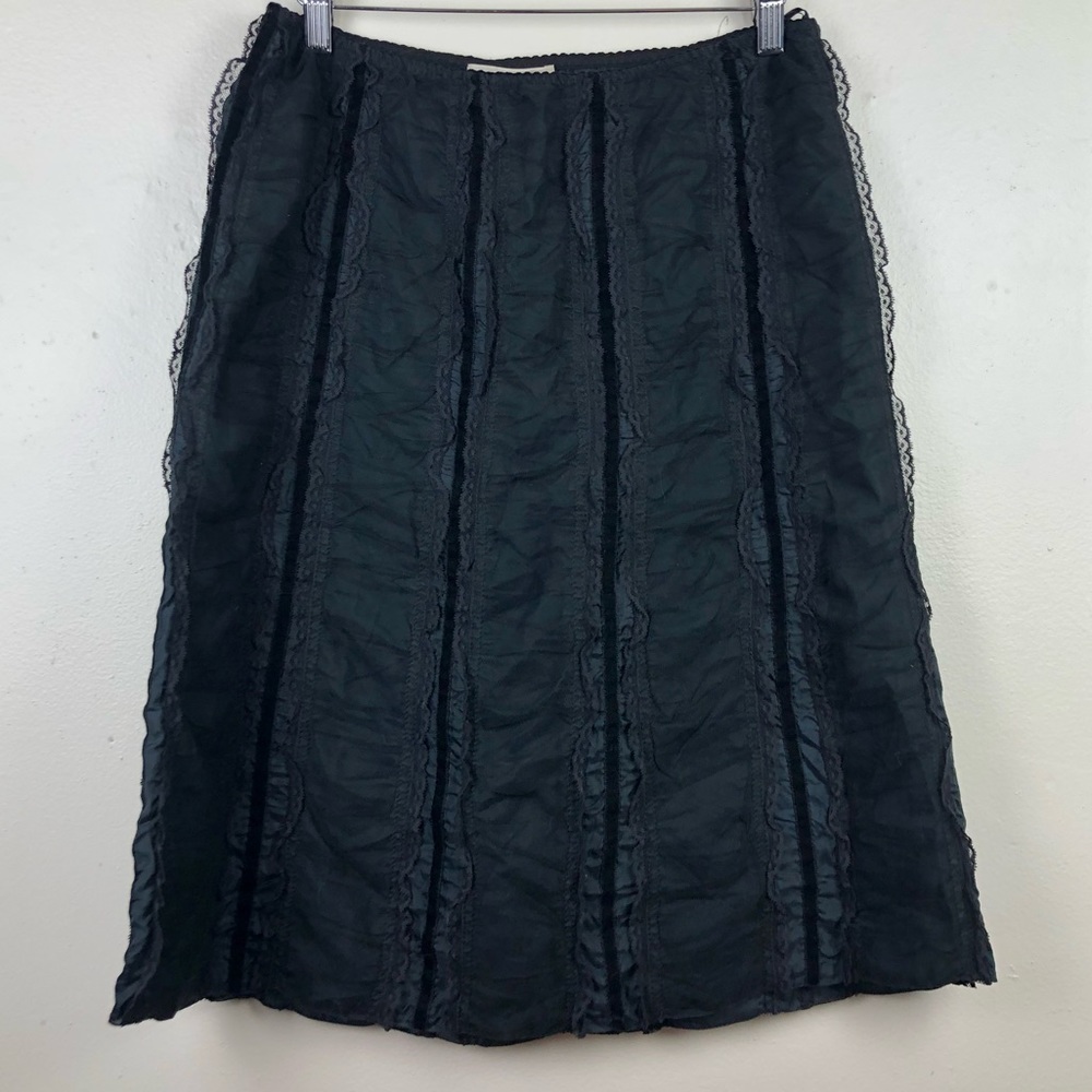 Prada Beautiful 100% Silk Skirt w/ Crushed Velvet Detail - Picture 1 of 6
